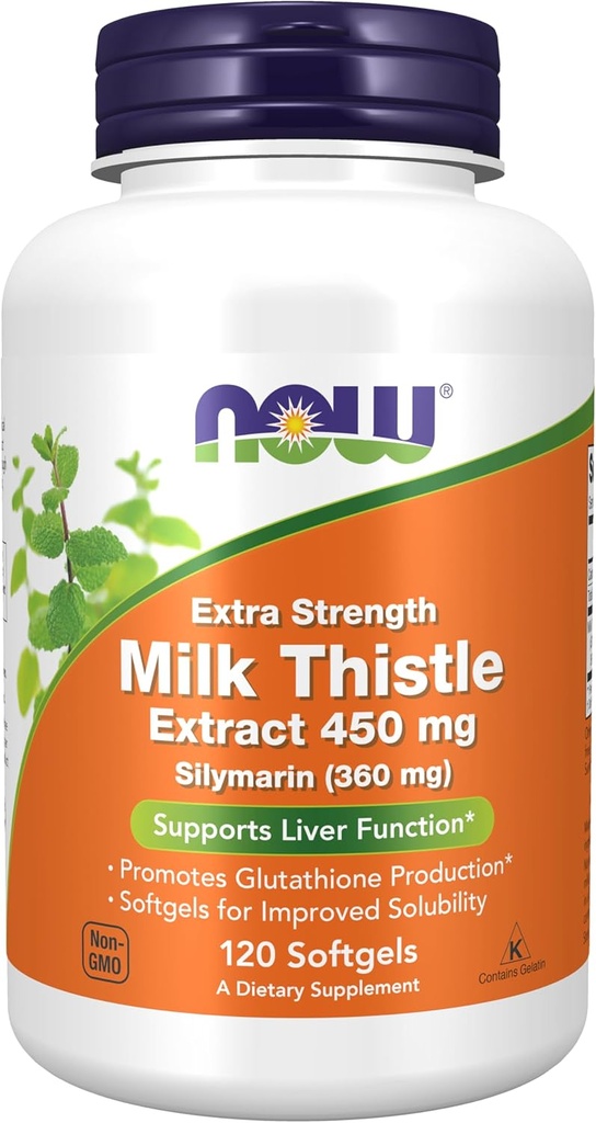 AHORA Alimentos Suplementos, Silymarin Milk Thistle Extra Strength 450 mg, 120 Softgels