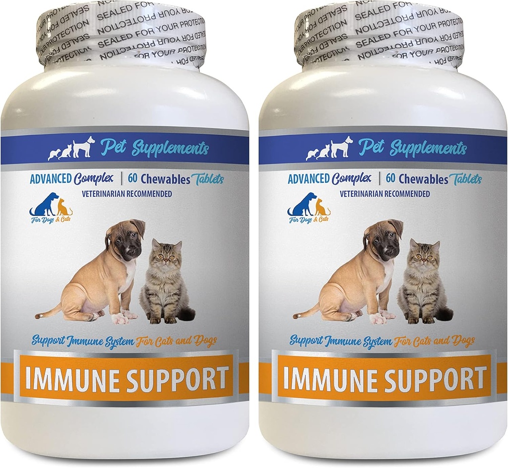 Soporte para perros - PET Immune Soporte - para perros y gatos SOLAMENTE - Natural - VETS Elección - Suplemento Turmérico para perros - 120 Treats (2 Botellas)