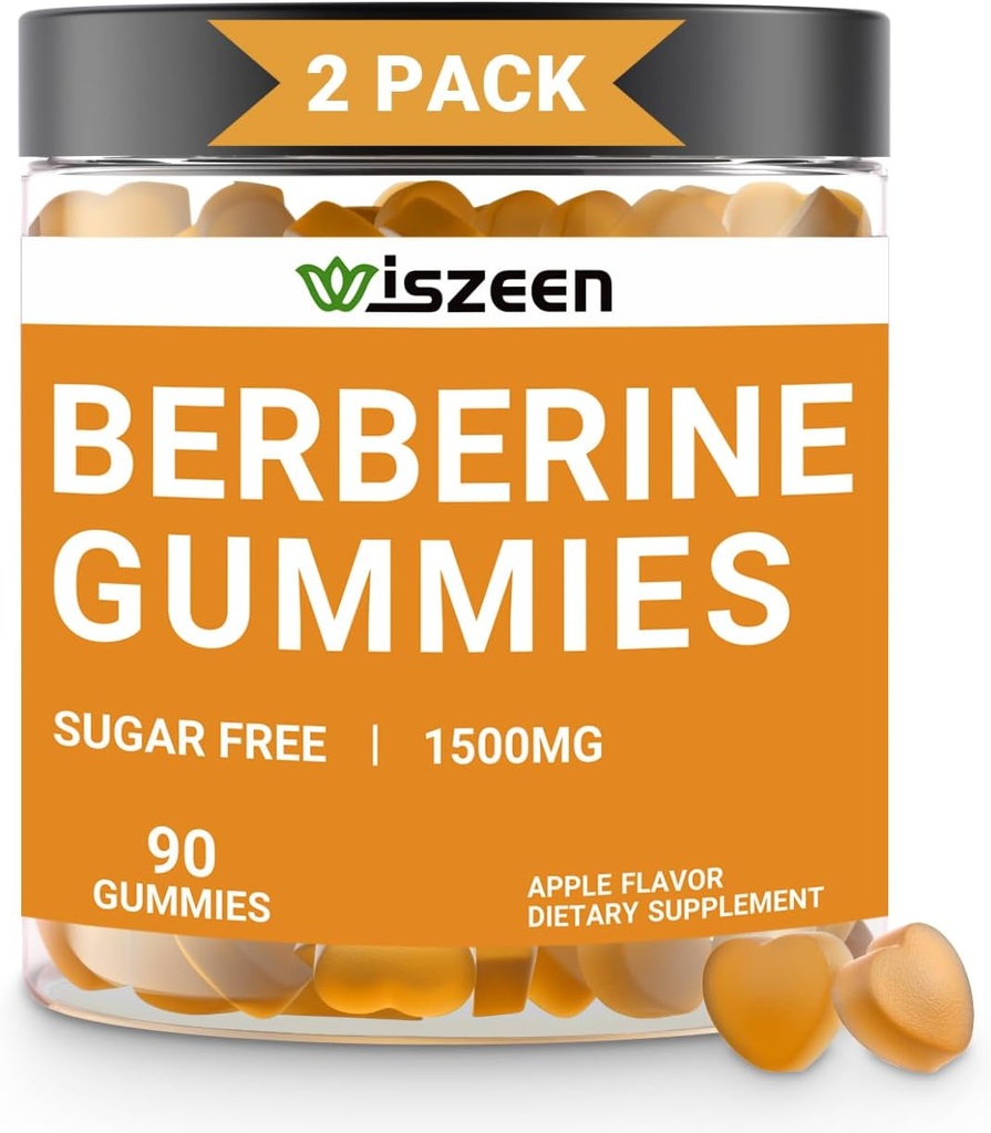 2 Pack Berberine Gummies, Sugar Free Berberine Supplement 1500mg with Ceylon Cinnamon, Berberine Gummy for Adults