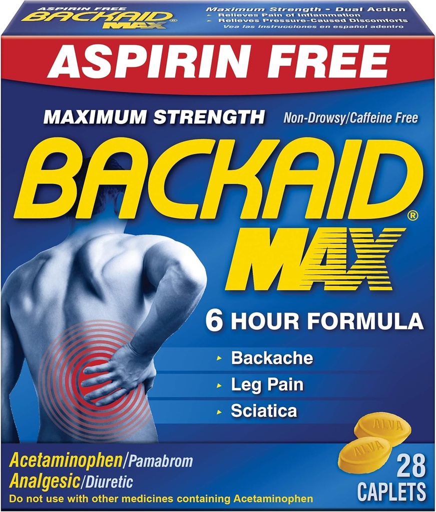 Backaid Max Relief Caplets, 28 Count (Pack of 6)