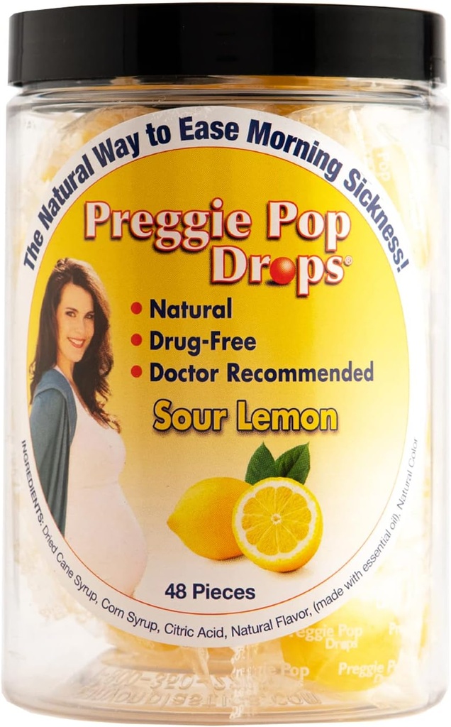 Preggie Pop gotas Mañana enfermedad - Preggie Pops para el alivio de la enfermedad de la mañana. Yummy Candy Drops for Pregnancy Relief. Soothing Relief for Pregnant Women. Sour Lemon 48 conde