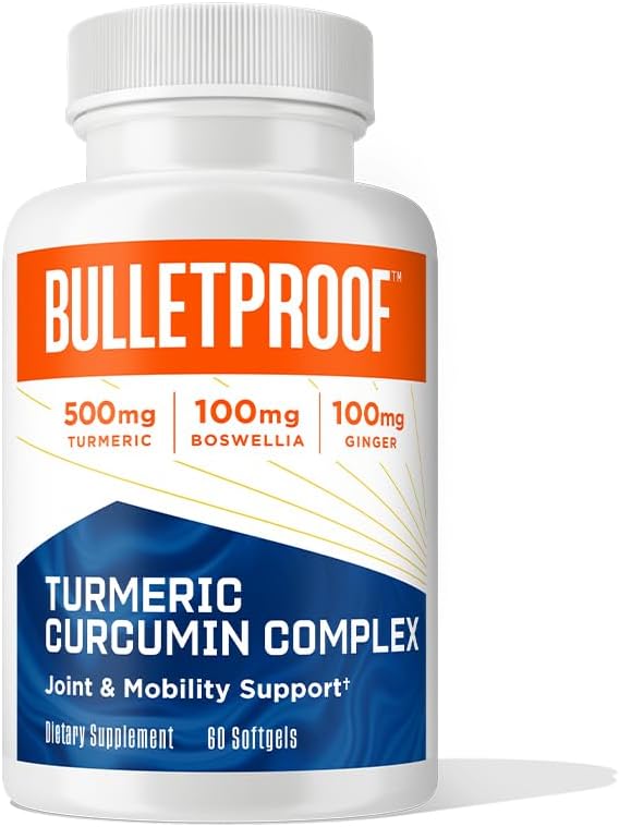 Bulletproof Turmeric Curcumin Complex Inflammation Response Softgels, 60 Conde, Keto Suplemento para Soporte Conjunto e Inflamación, Apoyo Antioxidante, Embalaje Mayo Vary