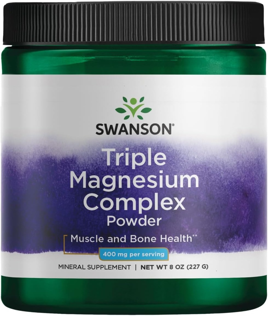 Swanson Triple Magnesio Complejo Polvo 400 mg 8 oz Pwdr