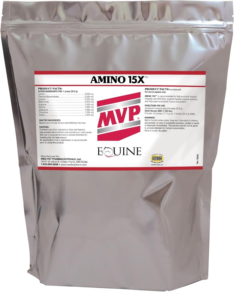 Amino 15X (6 lb) -Aportaciones Función del músculo saludable, desarrollo y reparación en caballos