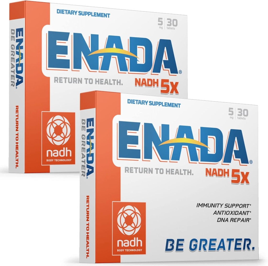 ENADA Nuevo Suplemento de 5MG NADH (NAD reducido) Más eficiente que NMN Silencioso Suplemento de Energía Natural Que Apoyo Inmunidad, Reparación de ADN, Antioxidante Silencio sirve como Booster de Energía y Memoria.