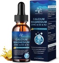 (1 Pack) Suplemento Zinc de calcio de magnesio con vitamina D3 K2 para mujeres, gotas líquidas Magnesium Glycinate Vegan para Adult Plus L-Theanine Boron Sea Moss Extra, Bone, Sleep ' Leg Cramps, 1 Fl Oz