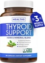 Soporte de tiroides con yodo - 180 cápsulas (No-GMO) Mejora tu energía - Ashwagandha Root, Zinc, Selenium, Complejo de vitamina B12 - Suplemento de salud tiroidea para mujeres y para hombres - 90 días de suministro
