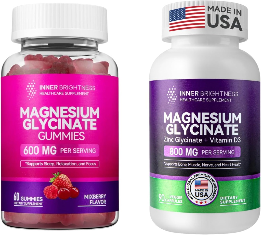 Magnesio Glycinate vidasGummies for Adults, Sleep, Relax & Focus, Mixed Berry Flavor " Capsules with Zinc " Vitamin D3 for Sleep Support