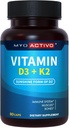 Vitamina D3 K2 Suplemento 5000 UI & 200 mcg - Absorción alta D3, Patented MK7 &amp; MK4, Heart Health, Immune Support, 90 Vegetarian Capsules