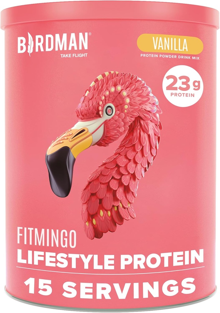 BIRDMAN Fitmingo Vegan Protein Powder con Inositol, Colagen Boosters, Acido Hialurónico y Vitaminas ANTE Bajo Carb, Dairy Free, Baja Calorie Ø 23g Planta Basada Blueberry Protein Polvo con Myo-Inositol