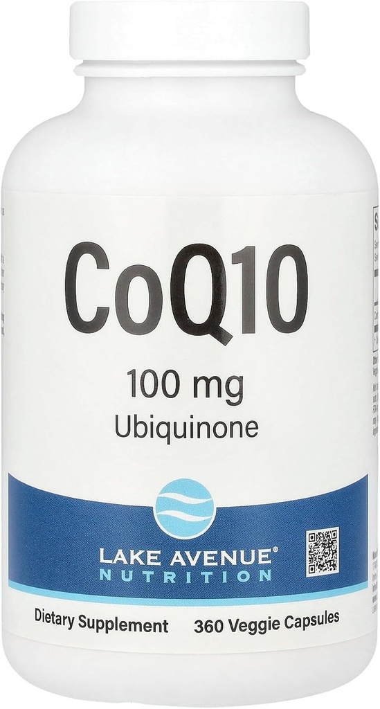 Lake Avenue CoQ10 Nutrition - Suplemento Ubiquinone - promueve la actividad antioxidante - Gluten Free, Non-GMO - 100 mg - 360 cápsulas vegetales