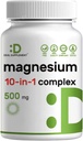 Complejo de magnesio 500mg, 240 cápsulas vegetales ← 10-in-1 Glycinate, Citrate, Malate, &amp; More ← 100% Chelated for Easy Absorption ← Suplemento Mineral Esencial para el Musculo, el sueño, la salud cardíaca*