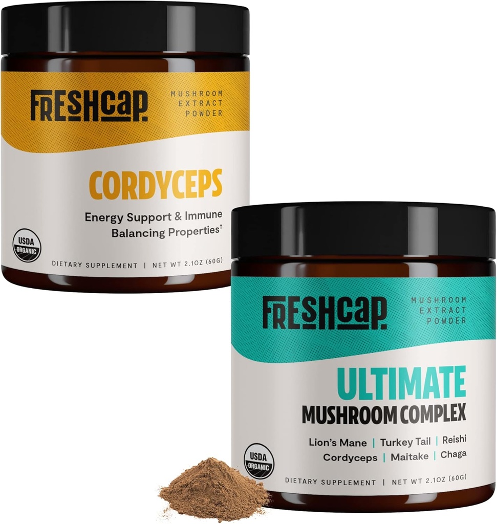 FreshCap Mushrooms Energy Bundle (Cordyceps Powder y Ultimate Mushroom Complex Powder)