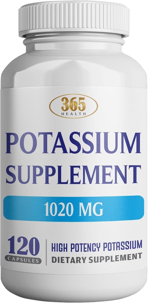 365 Health Potassium Suplemento 1020 mg Silencio Potassium Bicarbonate Silencio Non-GMO Silencio Gluten Gratis Silencio Hecho en EE.UU.