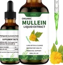 gotas líquidas con hoja de Mullein, gotas de Mullein para Pulmones Orgánica de Booster Alcohol Gratis, Lung Cleanse for Immune and Respiratory Health Support, White