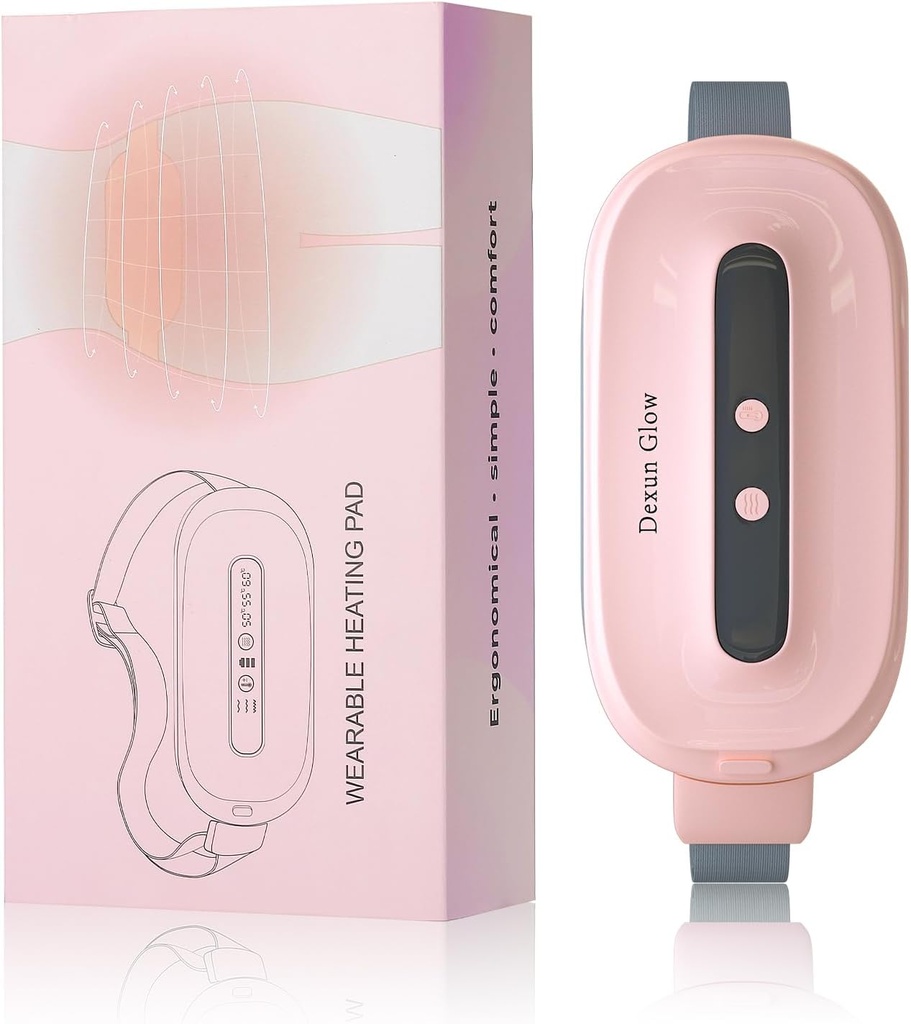 Almohadilla de calefacción para calambres de período, Almohadilla de calefacción inalámbrico portátil con 3 niveles de calor y 3 modos de masaje, Regalos de día de las madres para la hija de la esposa, Rosa