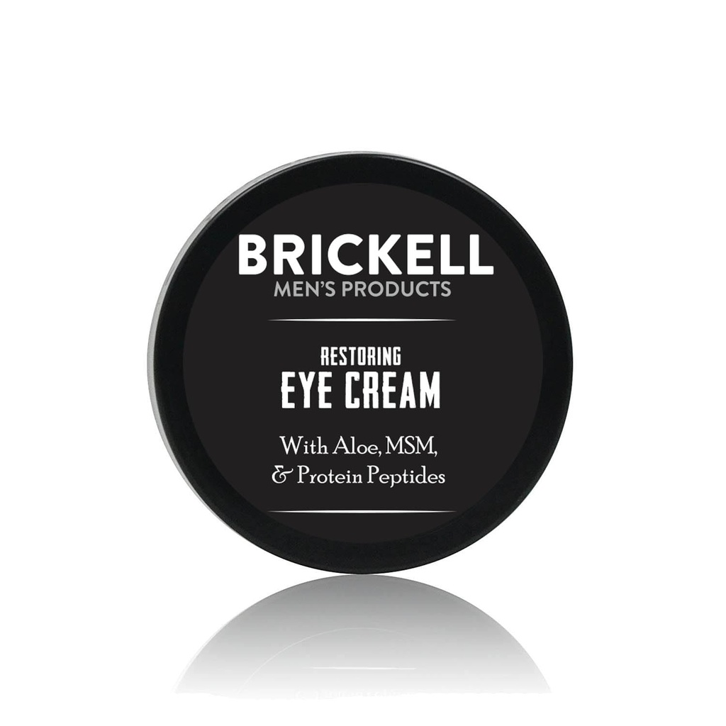 Brickell Restoring Hombres Bajo Crema Ocular para Hombres, Natural y Orgánica Anti Aging Eye Balm Para Reducir Puffiness, Arrugas, Círculos Oscuros, Cuervos y Bajo Bolsas Oculares, 0,5 onzas, No centrado