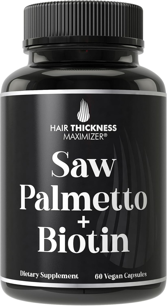 Saw Palmetto + Biotin Advanced 2-in-1 Combo for Hair Growth. Suplemento de cápsulas veganas con extracto de Palmetto de sierra natural + 10000mcg Biotina. Peluquería y píldoras de regrowth para hombres y mujeres. DHT Blocker
