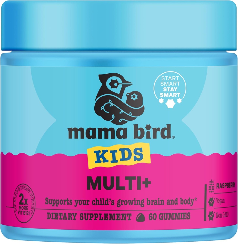 Best Nest Wellness Multi Plus Gummies - Brain Health Support Supplement with Methylated Vitamins - Chewable Multivitamin for Kids - Aids Healthy Energy & Immune Function - Raspberry, 60 Gummies