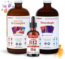 LIQUIDHEALTH Adult Focus " Energy Liquid Vitamin Bundle with Mega Energy B-Complex, USDA Organic Methyl B12 Drops, Neurologic Nootropic Focus Supplement - Boost Energy, Mood - USA Made, Vegan, Non-GMO