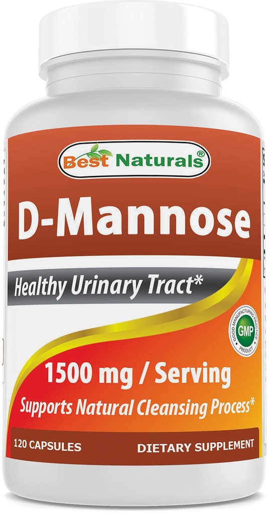 Best Naturals D-Mannose Capsules - Urinary Tract Cleanse Supplement 1500mg/Serving - 120 Count