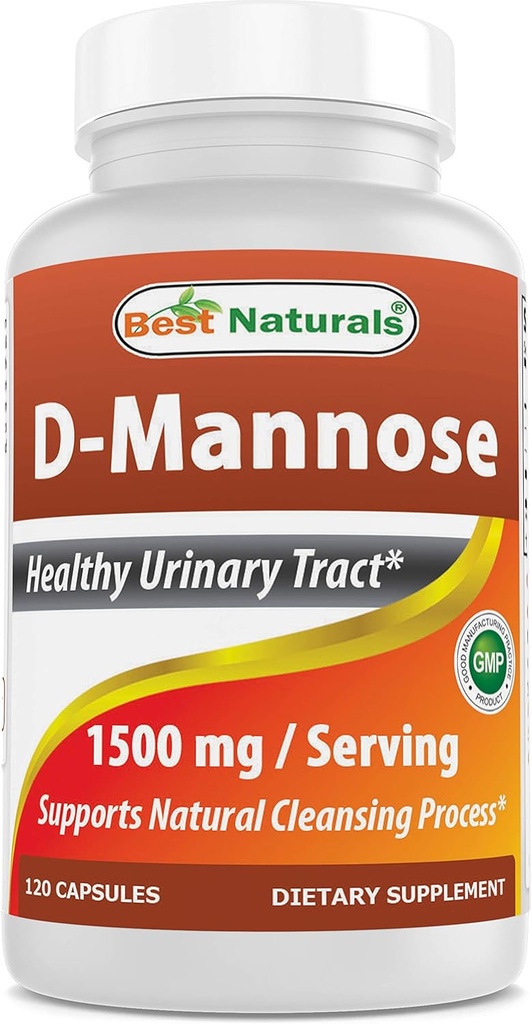 Best Naturals D-Mannose Capsules - Urinary Tract Cleanse Supplement 1500mg/Serving - 120 Count