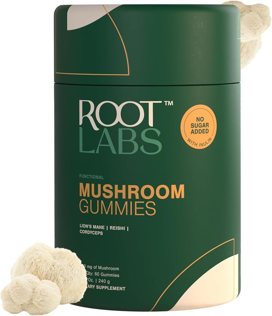 Mushroom Gummies Silencio No Añadido Azúcar Silenciosos León Mane, Reishi, Cordyceps Silencio Natural Mushroom Blend ← Non-GMO Silencio Plant-Based tención 300 mg Silencio 60 Gummies