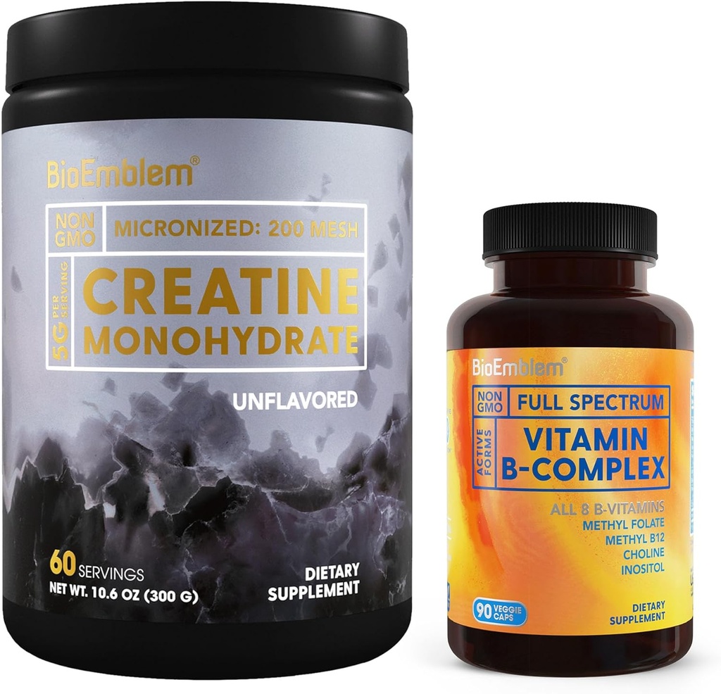 BioEmblem Vitamina B-Complex y Polvo de Monohidrato de Creatina