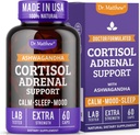 Dr. Matthew Cortisol Reductor Suplemento para Mujeres. Soporte Adrenal con Ashwagandha, Rhodiola &amp; Ginseng – Un Cocktail Detox al Bajo Cortisol &amp; Ayuda Relajación, calma y descanso