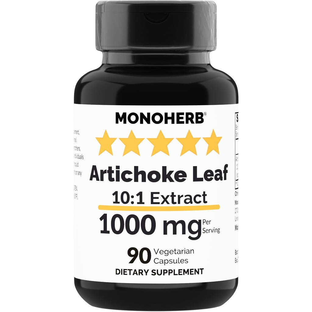 MONOHERB Artichoke Leaf Extracto 1000 mg - 90 cápsulas vegetarianas