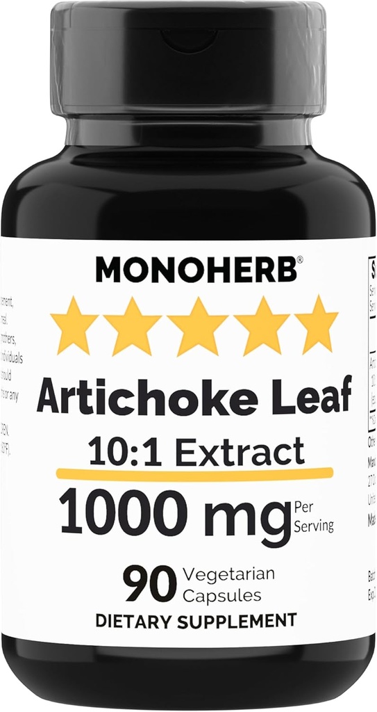 MONOHERB Artichoke Leaf Extracto 1000 mg - 90 cápsulas vegetarianas