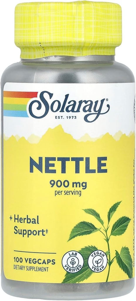 SOLARAY Nettle, 100 VegCaps (450 mg por cápsula)