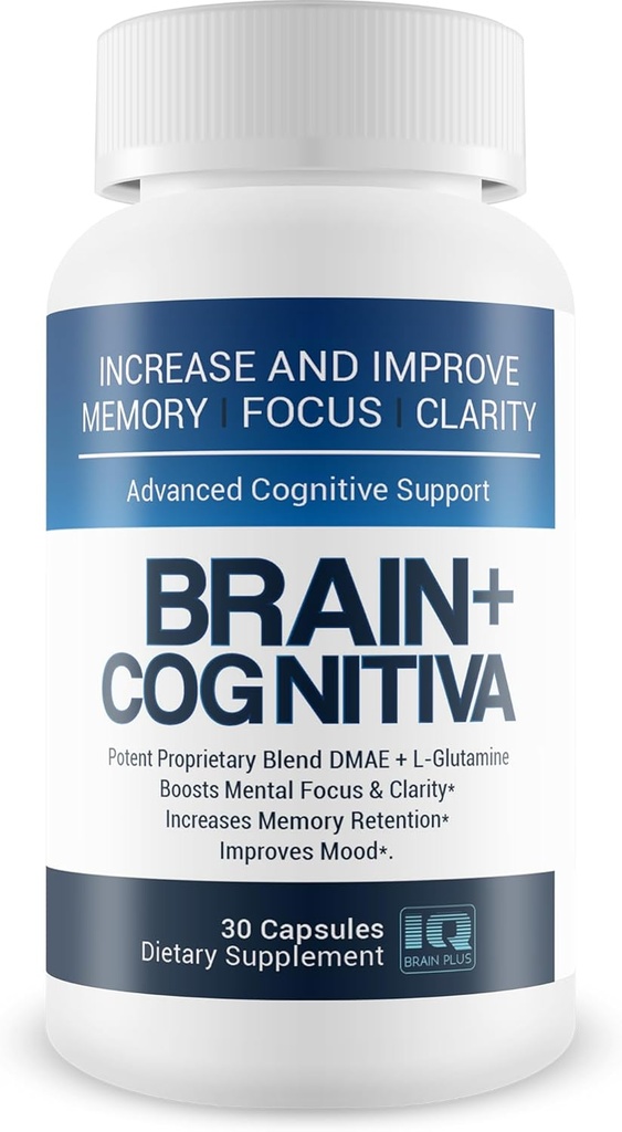 Brain+ Cognitiva - Soporte Cognitivo Avanzado - Ayuda Aumentar y Mejorar la memoria, aumentar el foco mental y apoyar la claridad mental - Capsules Alfa-GPC para el soporte cerebral y Boost Nootropic Opti