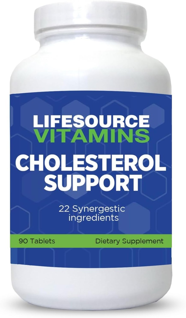 LifeSource Vitamins Cholesterol Support - 28 All Natural Synergistic Ingredients - Cholesterol & Triglyceride Lowering Support Eso puede mejorar el corazón y la salud cardiovascular90 tabletas