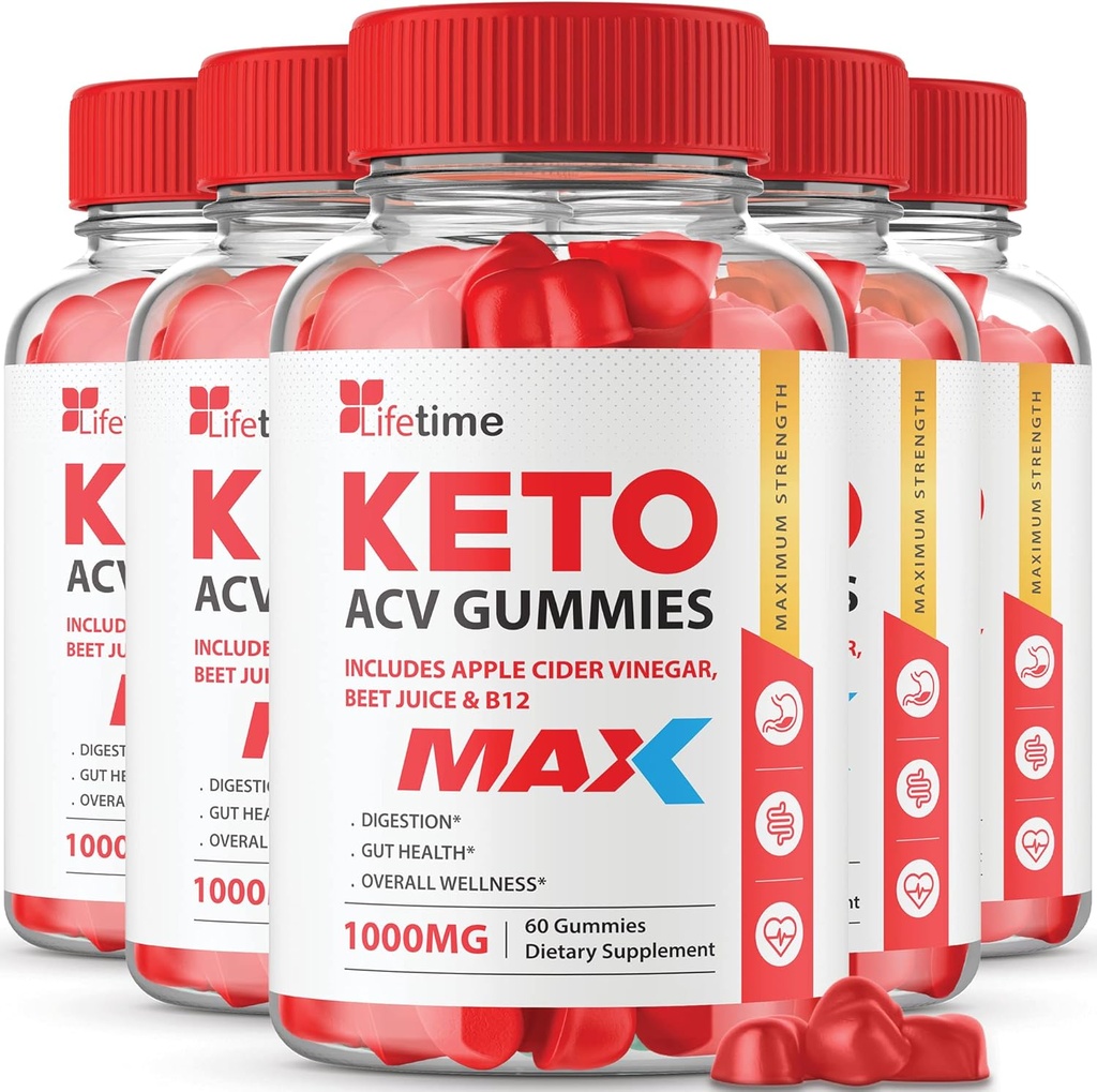 (5 Pack) Lifetime Keto Max Gummies - Fórmula Oficial, Vegan, No GMO - Lifetime Keto Plus acc Gummies, Life Time Gummies with Lifetime Gummies , Vitamina B12, Beet Root, Pomegranate (300 Gummies)