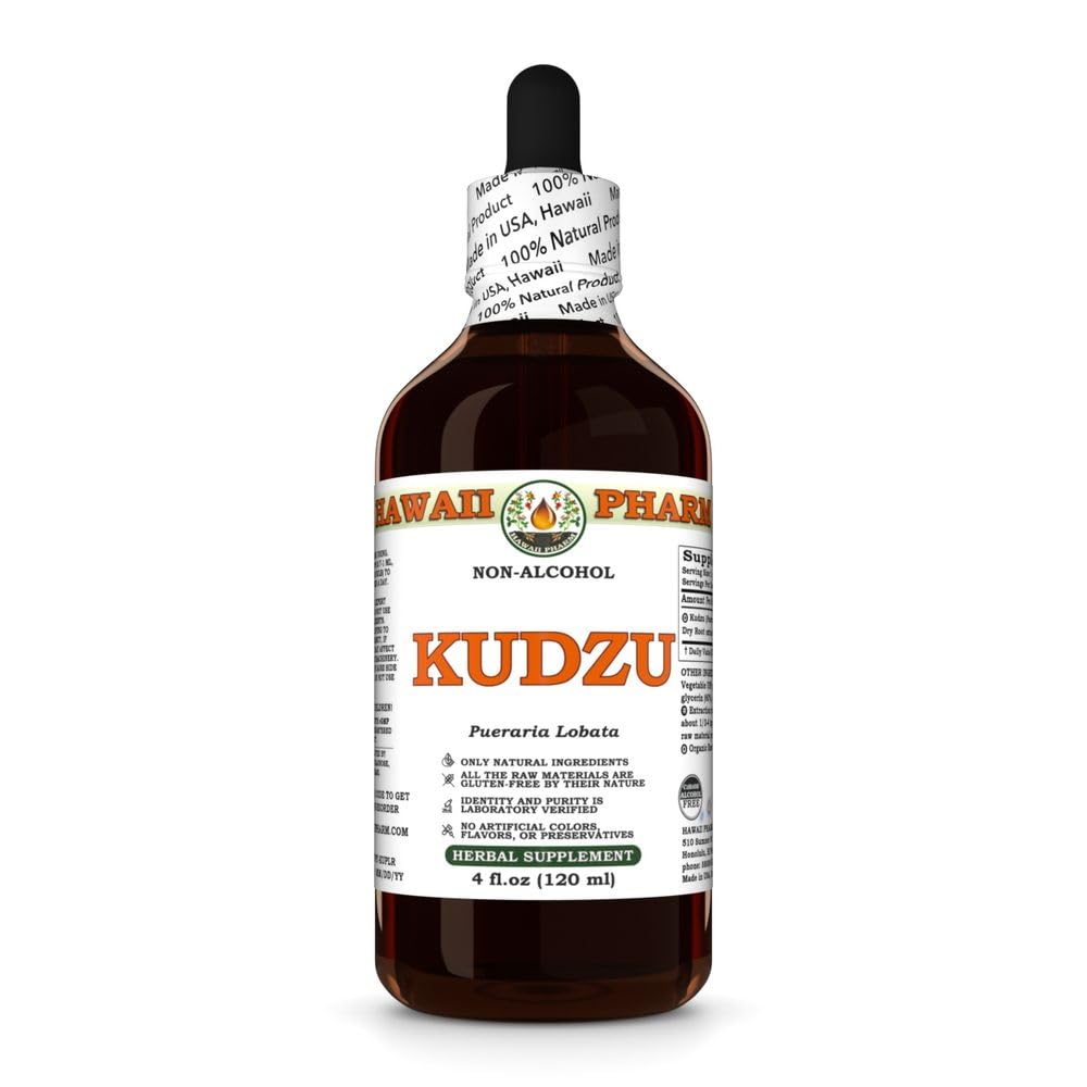 Hawaii Pharm Kudzu Extracto libre de alcohol, Glicérite para el bienestar del hígado, promueve la función del corazón, apoya el equilibrio cardiovascular, protege el hígado de daños oxidativos, calma la tensión de la cabeza - 4 fl.oz