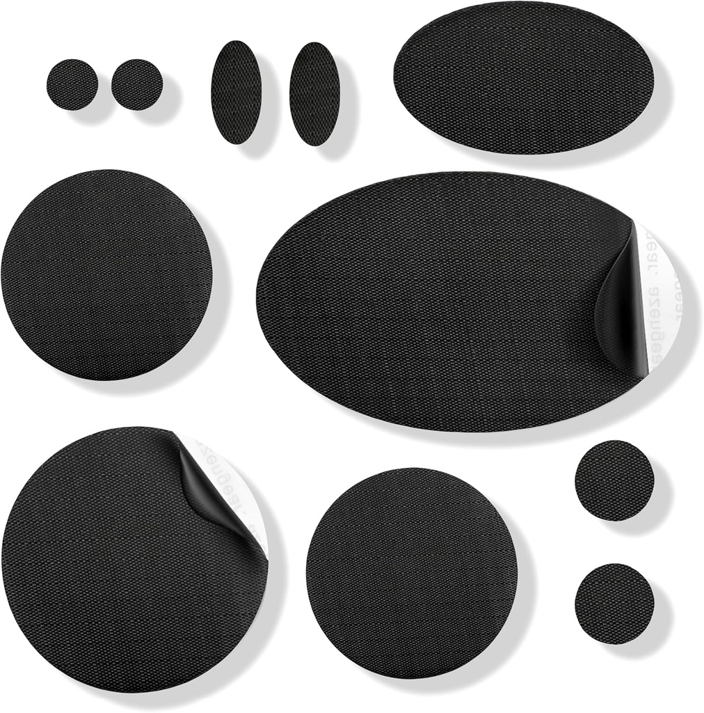 aZengear Repair Patches - impermeable, autoadhesivo, tear-Cold-Heat-Resistant Nylon Polyester Fix Coats, Gear, Tents (11 piezas, Solid Black)
