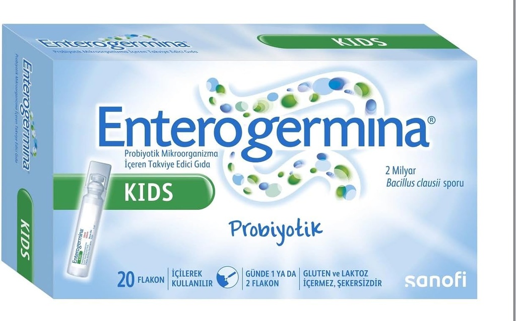 Enterogermina KIDS (20 Viales en cada paquete) Bacillus Clausii Probiotic 2 Billion CFU/5mL para niños (1)