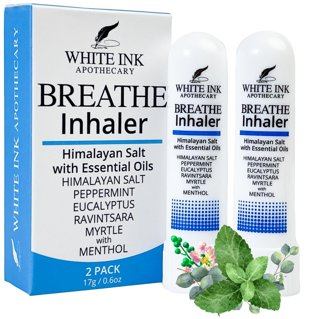 White Ink Breathe | Natural Essential Oil Inhaler Eucalyptus Peppermint | Congestion | Allergy | Focus | Aromatherapy Sinus Relief (2)