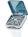 Caja pequeña de pill caja impermeable caja de viaje caja de carga diaria portátil contenedor de píldoras para el propósito 4 Compartimientos Pocket Compact Medicine Organizer for Fish Oils,Supplements,Medication (Blue)