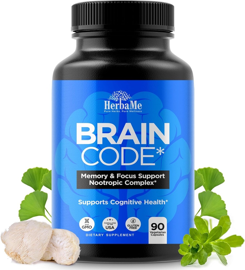 Brain Code Nootropic Brain Supplement for Memory and Focus | Supports Cognitive Health & Mental Clarity, Enhance Concentration | 90 Capsules