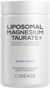 Codeage Liposomal Magnesium Taurate+ Suplemento - Magnesium Taurate, Vitamina B6 como Piridoxal 5-Phosphate, 2-Month Supply - Entrega Liposómica, Vegan, No GMO, Libre de gluten, 120 cápsulas