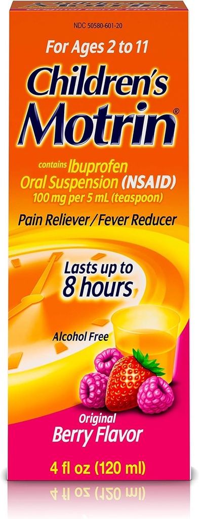 Suspensión Oral Infantil Motrin, Ibuprofeno, Alivio del dolor, 4 Oz