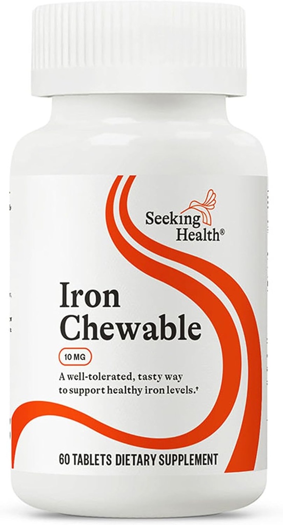 Buscando Salud Iron Chewable - Suplemento Mineral de Apoyo Metabolismo Saludable - Suplemento Ayudas Función muscular en Hombres &amp; Mujeres - Apoyo Energético Suplemento - 10 mg, 60 Tablas