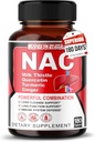 Nac Suplemento N-Acetyl-L-Cysteine - Mejorado con Leche Thistle + Quercetina para la inmunidad óptima, respiratorio, bienestar del hígado (180 Cuenta (Pack of 1))
