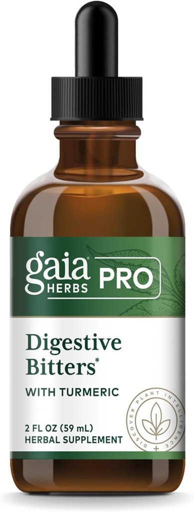 GAIA HERBS PRO Bitters Digestivos con Turmérica - con hierbas Usadas tradicionalmente para soportar la digestión saludable* - Fórmula Herbal - Grande para viajar - 2 Fl Oz (30 Servimientos)