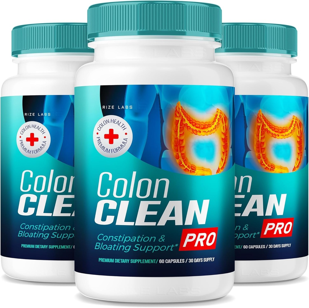 rize labs Colon Clean Pro Capsules, Colon Clean Pro All-Natural Pills to Relieve Bloating, Colon Clean Pro Advanced Formula for Gut Health, ColonClean Pro Supplement (180 capsules) (Pack of 3)