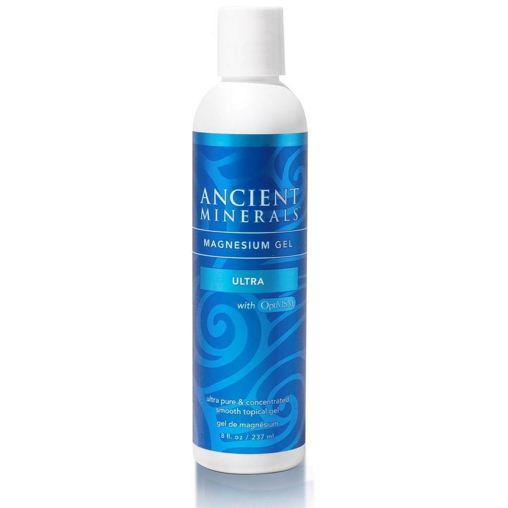Ancient Minerals Magnesium Gel Ultra with OptiMSM and Aloe Vera - Topical Magnesium Gel Formula with MSM Best Used for Massage and Topical Application (8oz)