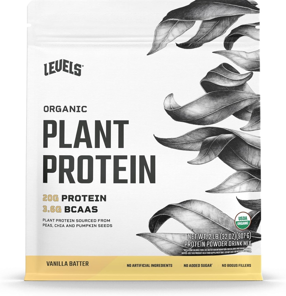 Niveles Planta orgánica Proteína, 20G de Proteína, Sin Artificiales, Vainilla Batter, 2LB