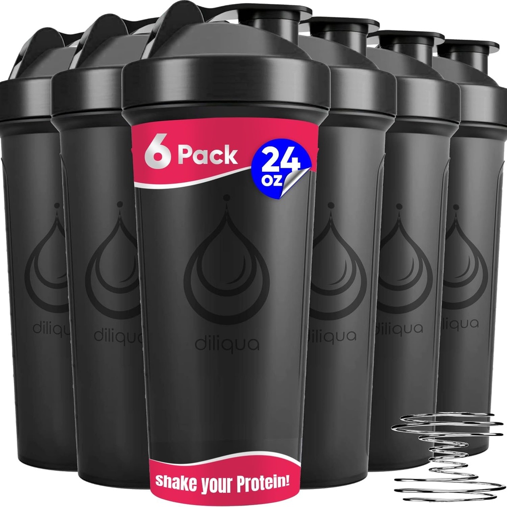 6 PACK, Shaker Bottles with Wire Whisks for Protein Mixes TEN Leakproof Blender Shaker Bottle Pack TEN BPA-Free &amp; Dishwasher Safe TEN 6 24 oz shaker bottles ← Shaker Cups for shakes